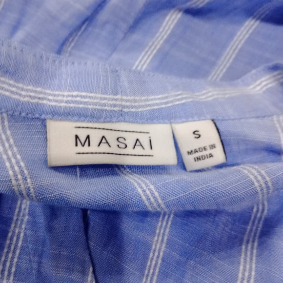 MASAI Blue Tunic White Striped Dress Relaxing Fit Flowy Lightweight Shirt Dress - Picture 8 of 9